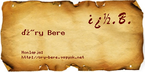 Őry Bere névjegykártya